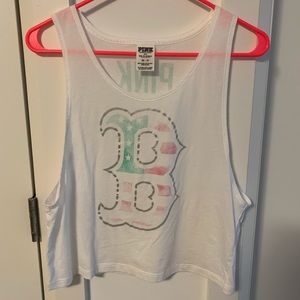 Red Sox American flag logo crop top